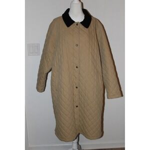 LL Bean Quilted Barn Coat Tan Khaki Corduroy Collar Thermore Insulated XXL